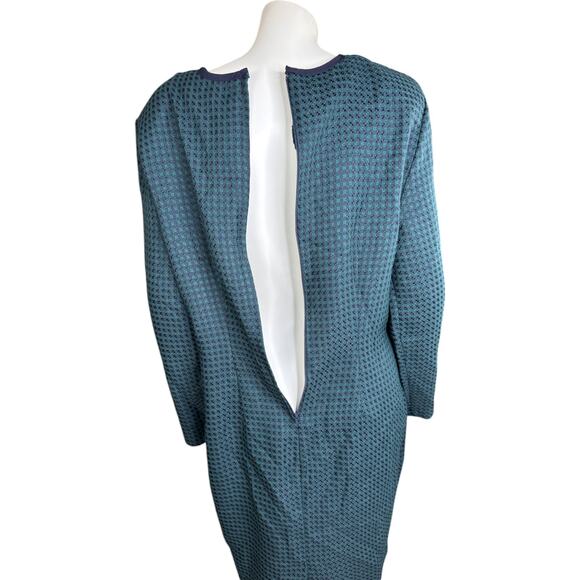 Miz California Green Navy Weave Plaid Vintage Career Dress Womens 12 Midi - Picture 13 of 14